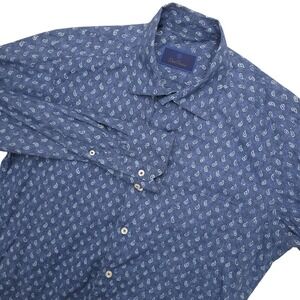David Donahue Shirt Mens M Blue Paisley Long Sleeve Button Up Cotton Casual